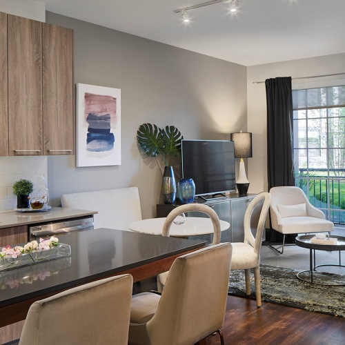 kitchen with living room adjacent