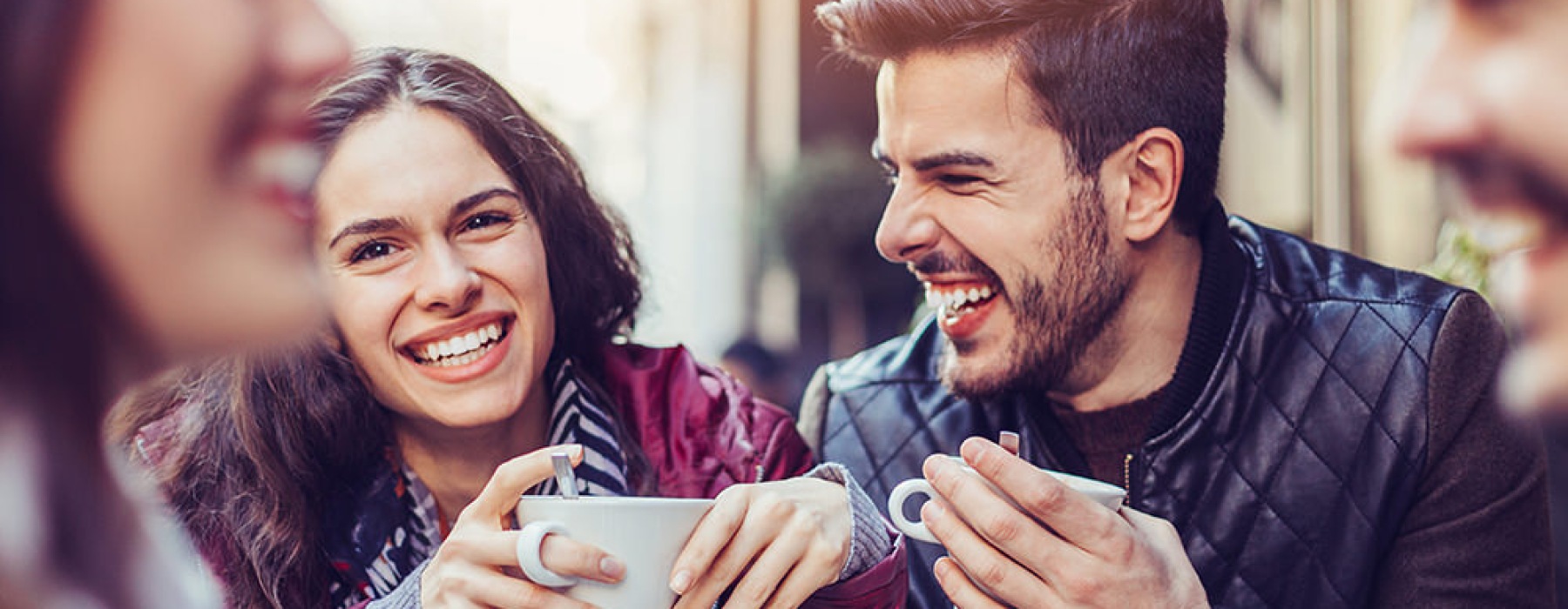 a group of people laughing
