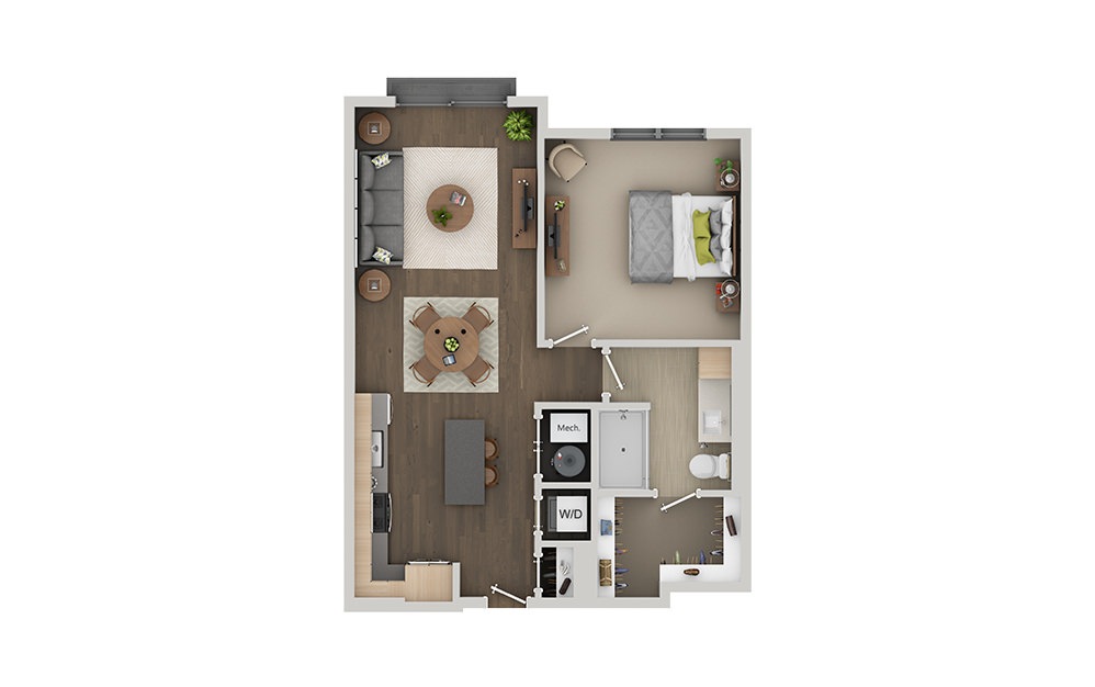B1A 1 Bedroom 1 Bath Floorplan B1A 1 Bedroom 1 Bath Floorplan