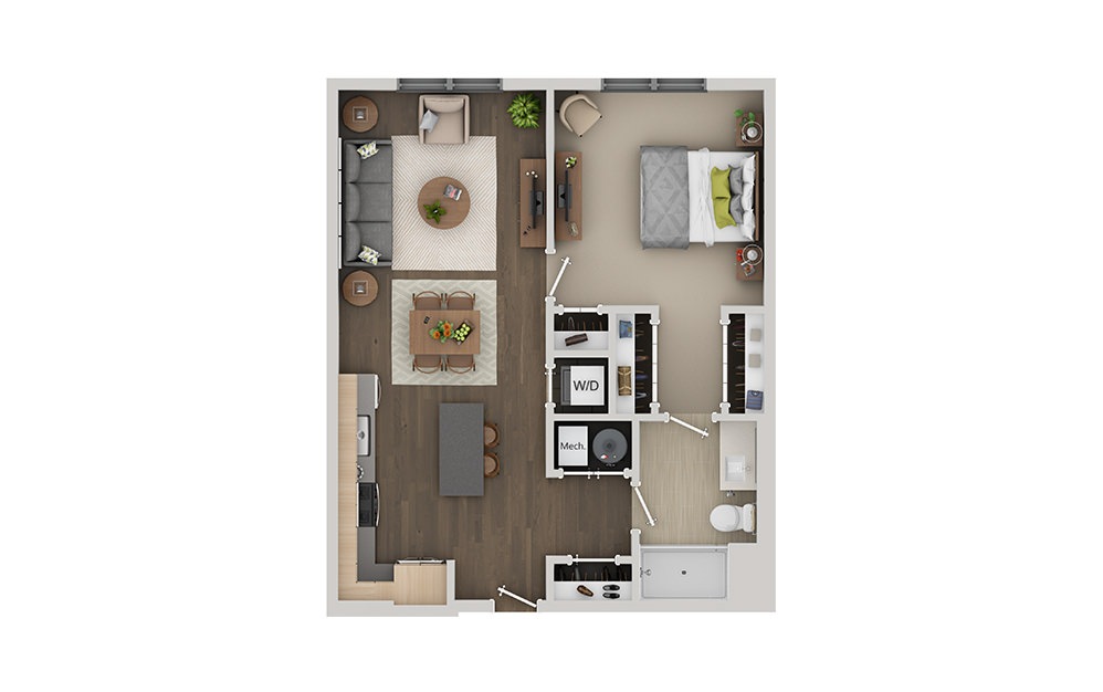 B1B 1 Bedroom 1 Bath Floorplan B1B 1 Bedroom 1 Bath Floorplan