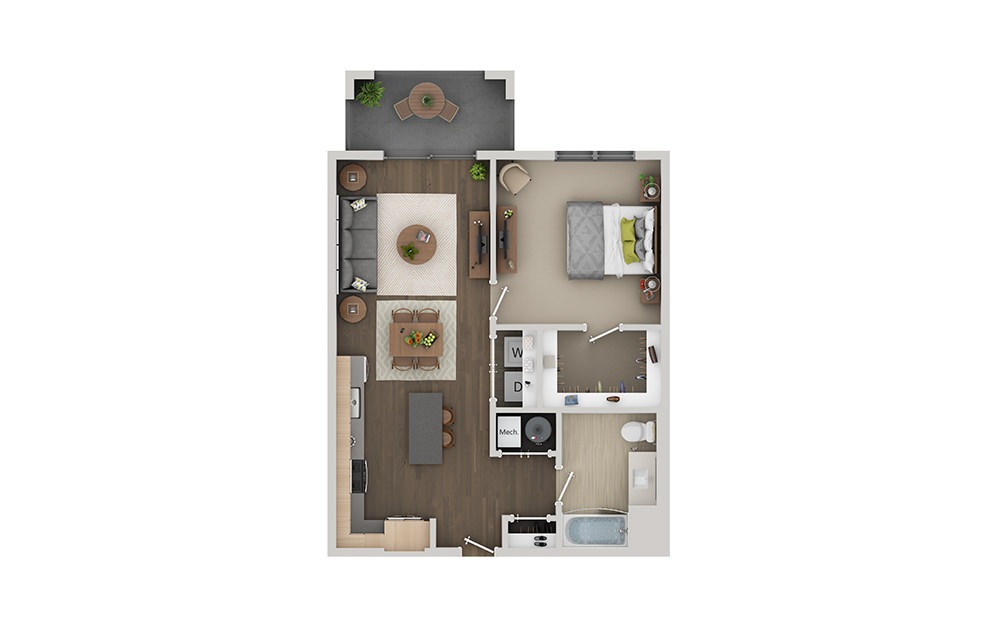 B1C 1 Bedroom 1 Bath Floorplan B1C 1 Bedroom 1 Bath Floorplan