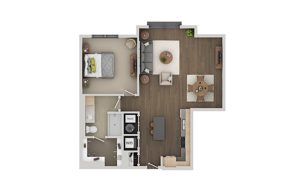 B6 1 Bedroom 1 Bath Floorplan B6 1 Bedroom 1 Bath Floorplan