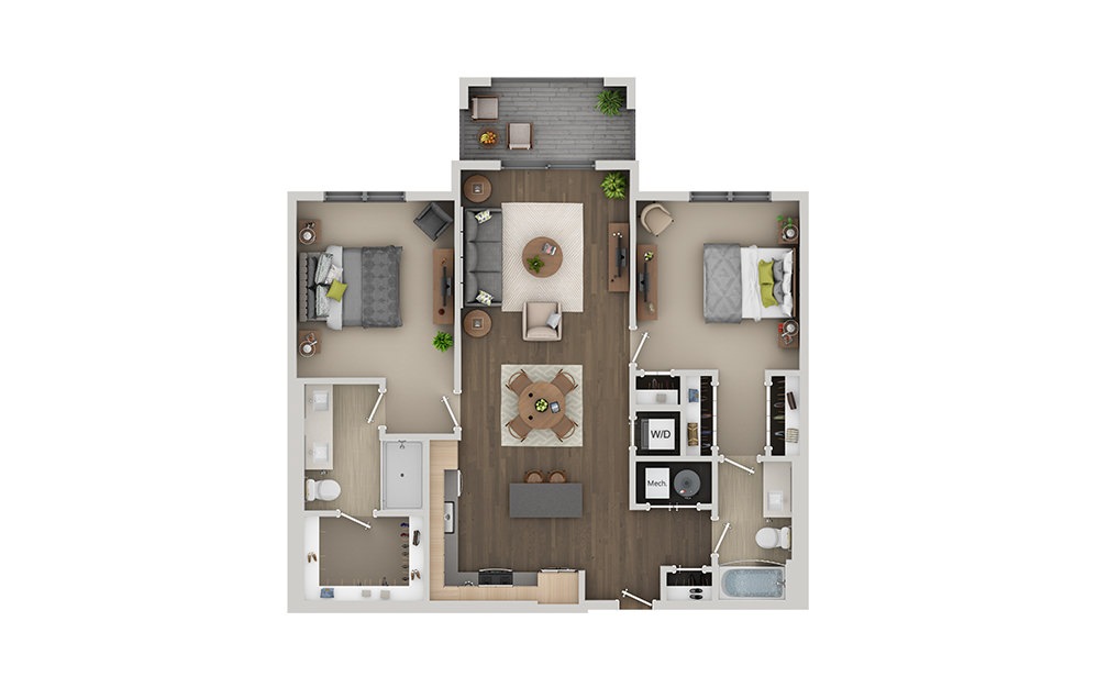C1 2 Bedroom 2 Bath Floorplan C1 2 Bedroom 2 Bath Floorplan