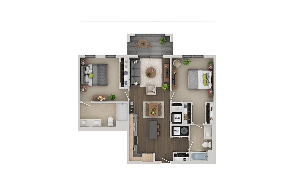 C4A 2 Bedroom 2 Bath Floorplan C4A 2 Bedroom 2 Bath Floorplan