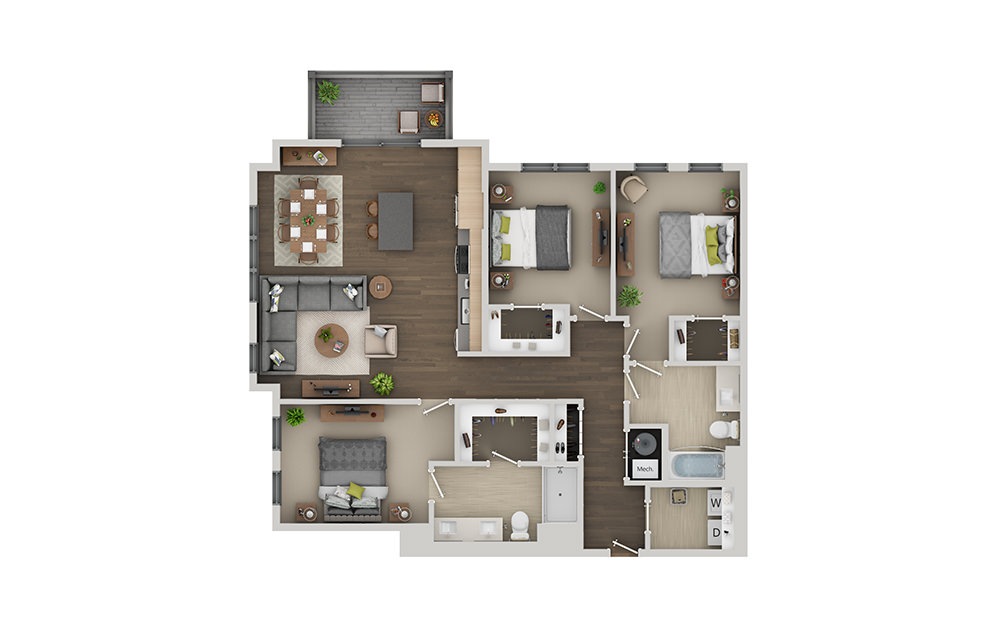 D02 Studio 1 Bath Floorplan D02 Studio 1 Bath Floorplan