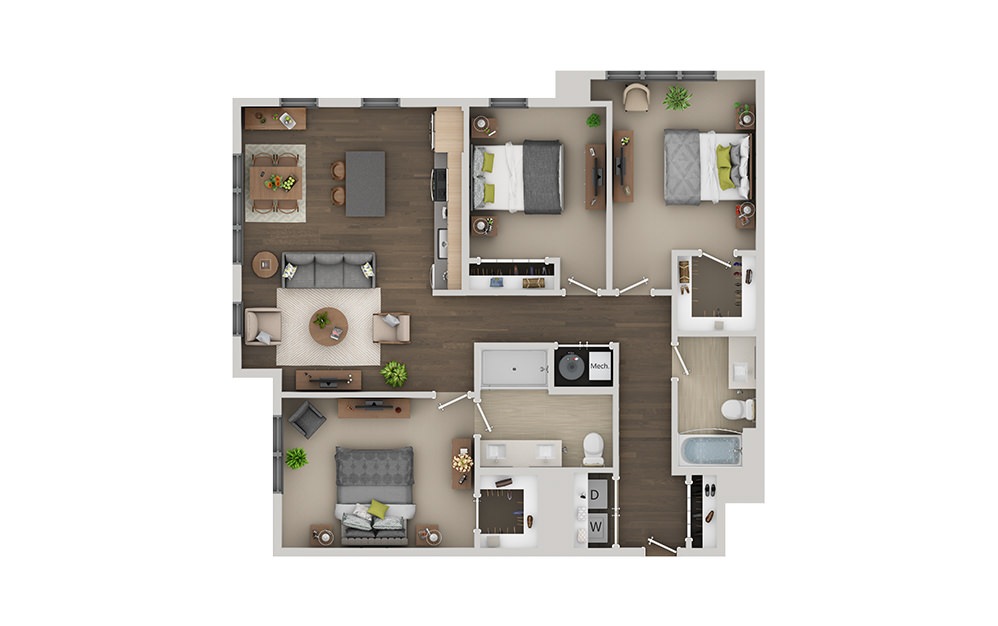 D03 Studio 1 Bath Floorplan D03 Studio 1 Bath Floorplan