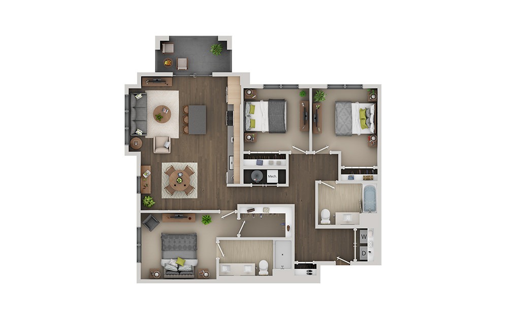 D1A 3 Bedroom 2 Bath Floorplan D1A 3 Bedroom 2 Bath Floorplan